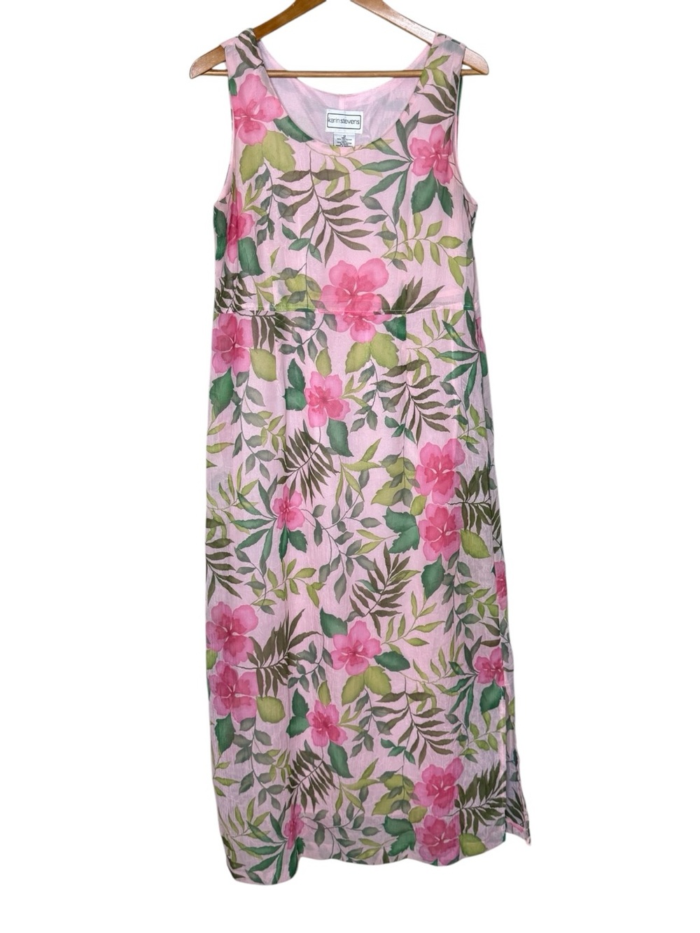 Karin Stevens Pink Floral Sleeveless Maxi Dress with Shrug
